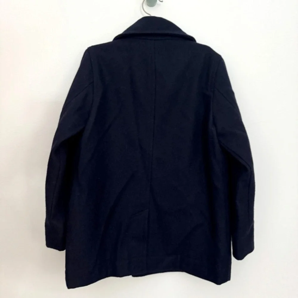 Vintage Old Navy Boys Navy Blue Wool Double‎ Breasted Pea Coat Size Small 6-7